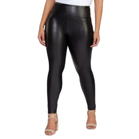 Nwt 7 For all mankind faux leather black pants leggins siz 3X @Z - Picture 1 of 10